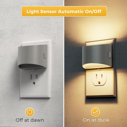 L LOHAS LED Night Light, Night Lights Plug into Wall with Dusk to Dawn Sensor, 3 Brightness Level, 2 Pack, 1600K Amber, White Housing