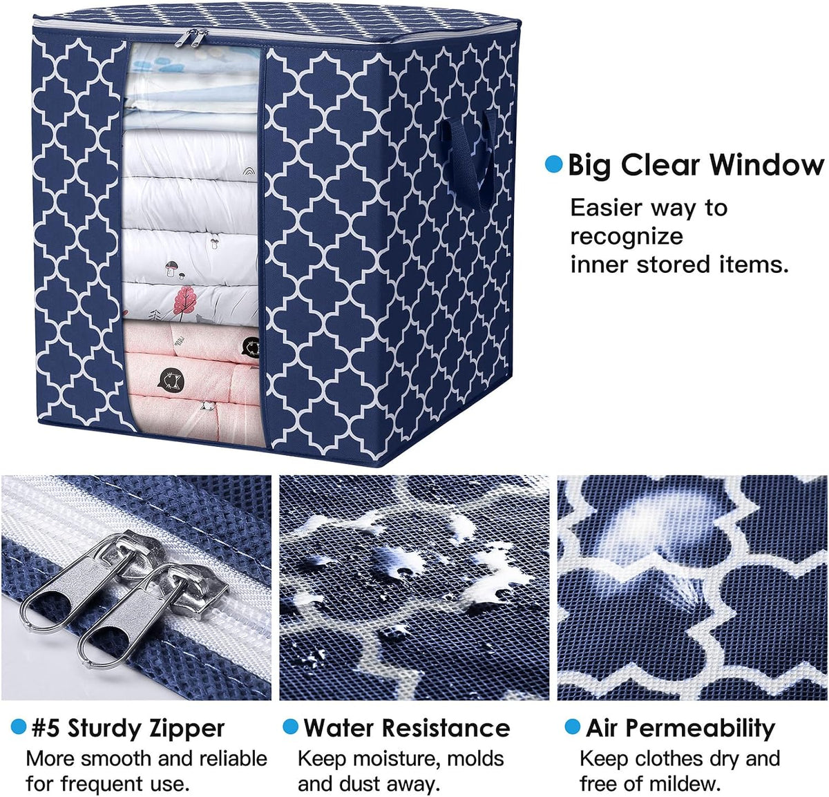 Storage Bags 3 Pack 100L Clothes Organization and Storage Containers