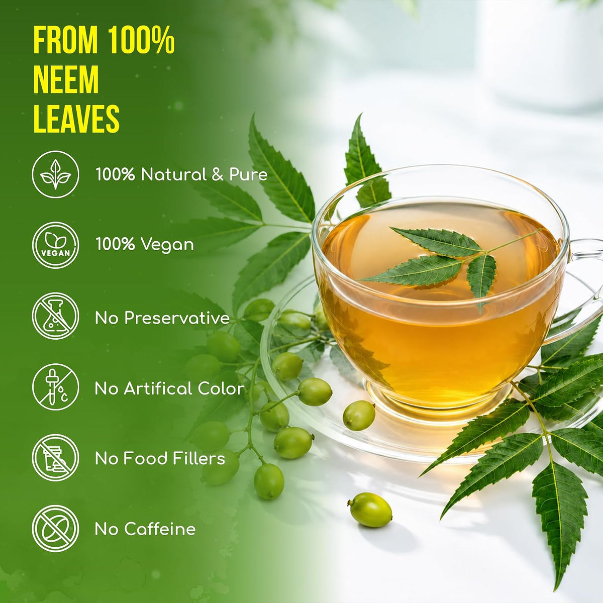 FreshDrinkUS, Premium Neem Leaf Tea Bags, 33 Count, Pure, Caffeine Free