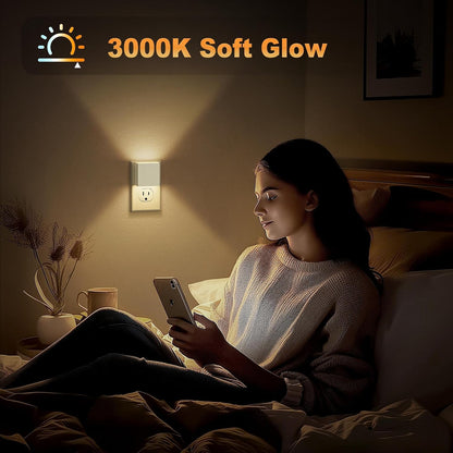 JandCase Night Light, Modern Night Lights Plug into Wall,2 Pack Dusk to Dawn Sensor Nightlight, Amber Brightness Adjustable Nightlight for Kids Bathroom Hallway Kitchen Bedroom Decor