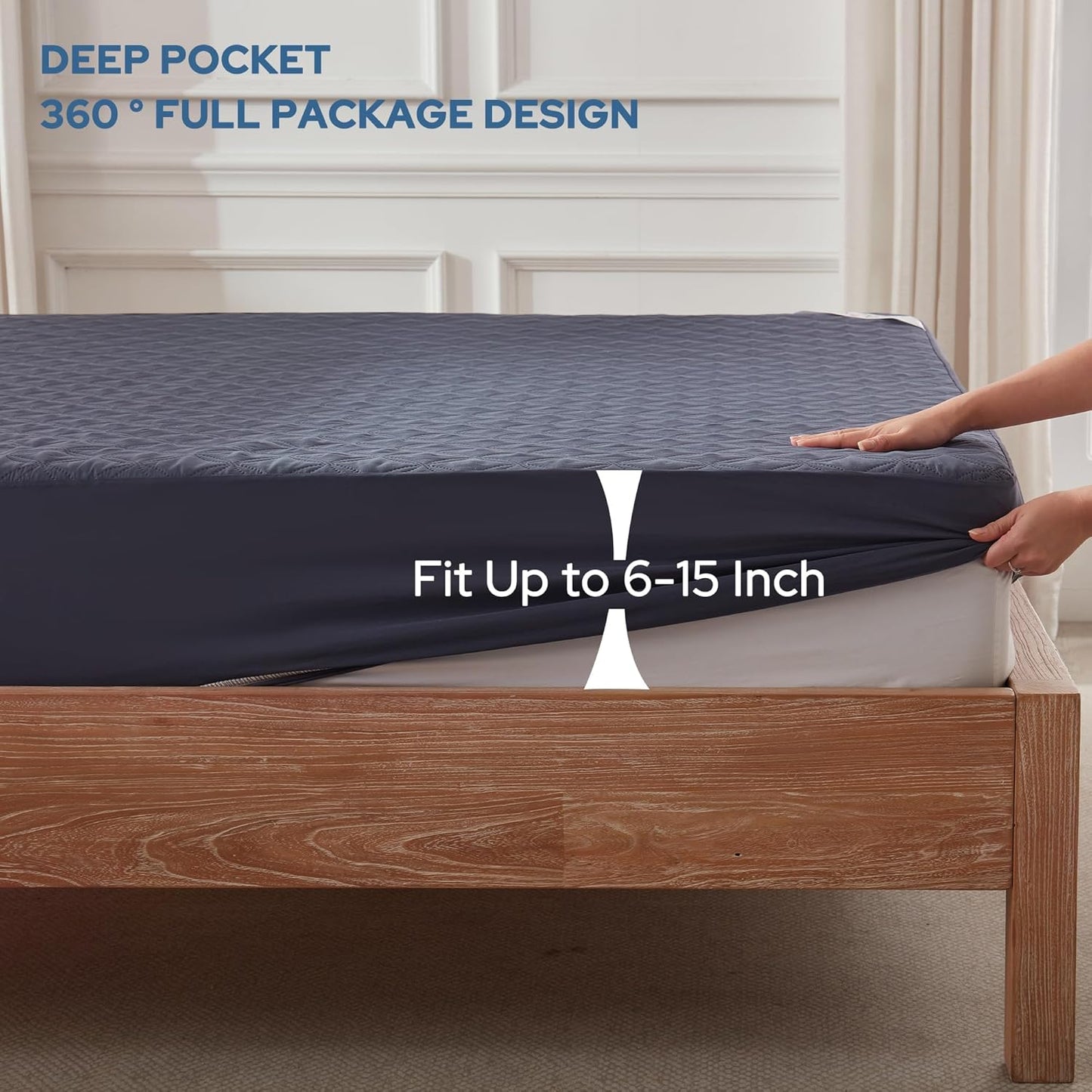 BEDLORE Waterproof Mattress Protector, Noiseless King Size Mattress Pad with Deep Pocket Fitted Up to 6-18 inches, Soft Breathable Dirt-Proof Bed Mattress Cover Washable for Bedroom, Hotel (Gray)