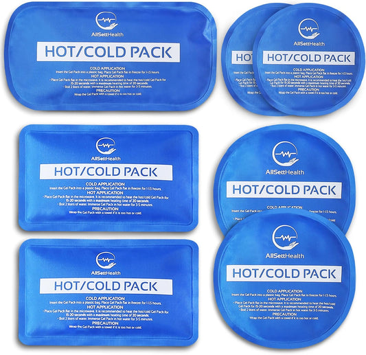 7 Piece Reusable Ice Packs for Injuries, Soft Gel Ice Packs for Cold