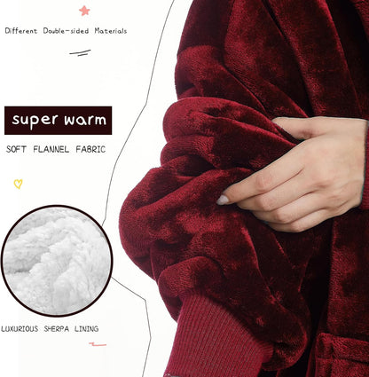 Aemilas Wearable Blanket Hoodie - Warm Sherpa Blanket Sweatshirt as Gifts for Adult Women Mom Men, One Size Fits All