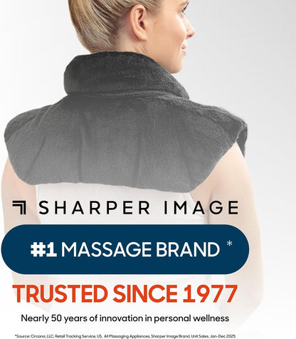 Sharper Image Heated Neck & Shoulder Wrap - Microwavable Warm & Cooling Plush Pad, Scented Aromatherapy (100% Natural Lavender & Herb Spa Blend), Pain Tension Headache Relief Therapy, Gift for Women