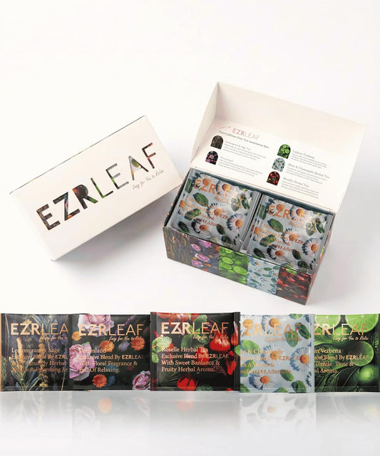 EZR LEAF Pura Herbal Tea Sampler - Caffeine-Free Tea Variety Gift Set