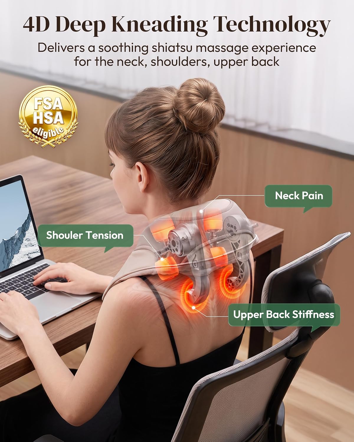 Heycool Cordless Neck and Shoulder Massager with Heat, FSA Eligible HSA