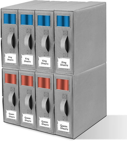 Sheet Organizers and Storage, Foldable Cube with Handles & Labels