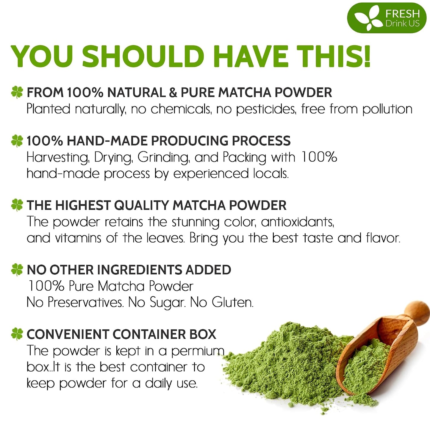 FreshDrinkUS, Matcha Latte Powder 16 oz – Premium Japanese-Style Blend for Smooth, Creamy Matcha Drinks – Perfect for Lattes, Baking, Smoothies & Daily Enjoyment. Vegan