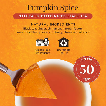 The Republic of Tea Pumpkin Spice Black Tea, Caffeinated, 50 Count