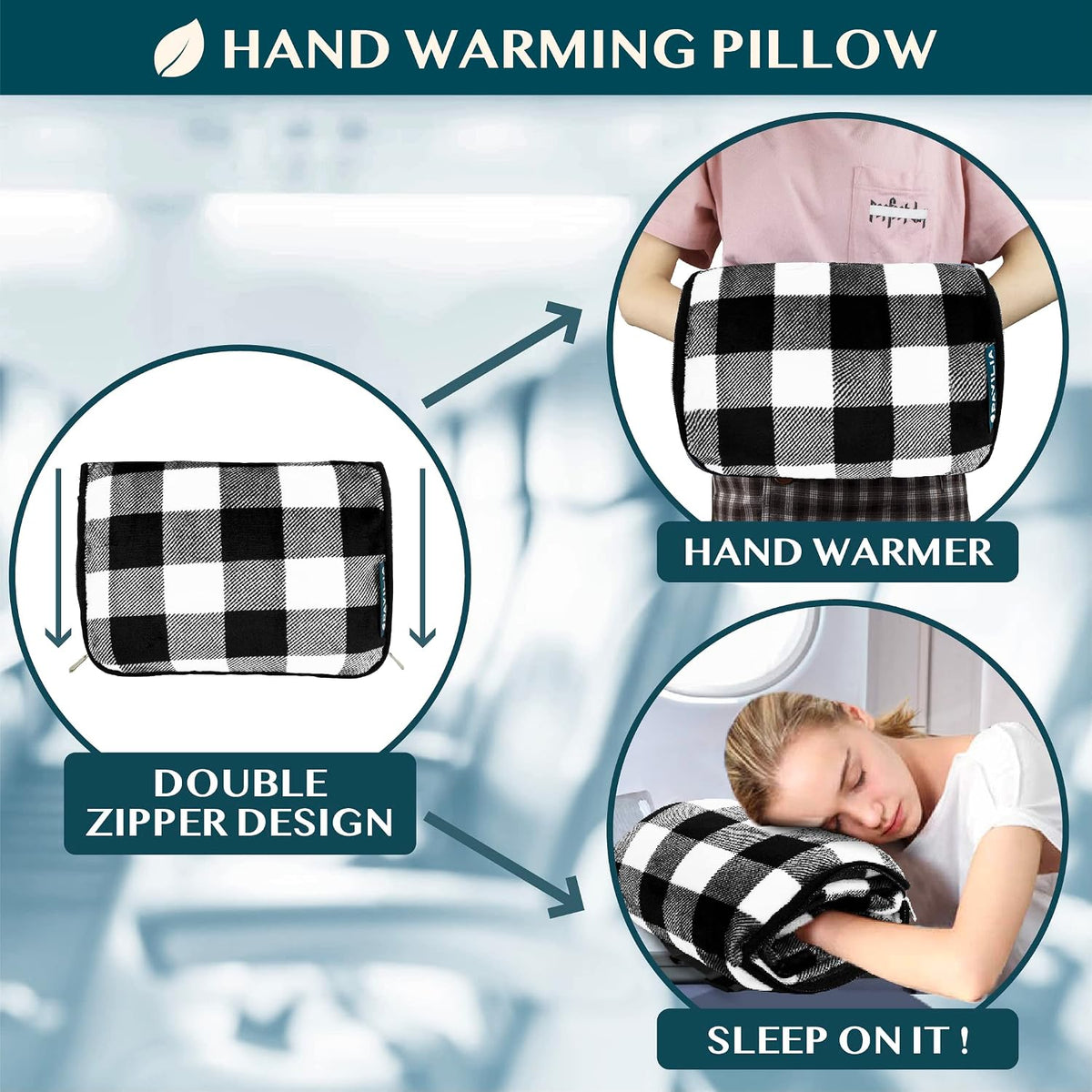 PAVILIA Travel Blanket Pillow, Soft Airplane Blanket 2-IN-1 Combo Set, Plane Blanket Compact Packable, Flight Essentials Car Pillow, Travelers Gifts Accessories Luggage Backpack Strap, 60x43 Teal Blue