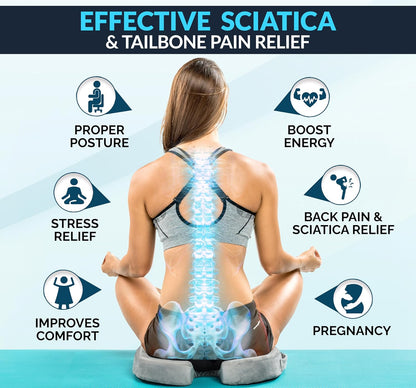 ComfiLife Gel Enhanced Seat Cushion – Office Chair Cushion – Non-Slip Gel & Memory Foam Coccyx Cushion for Tailbone Pain - Desk Chair Car Seat Cushion Driving - Sciatica & Back Pain Relief (Navy)