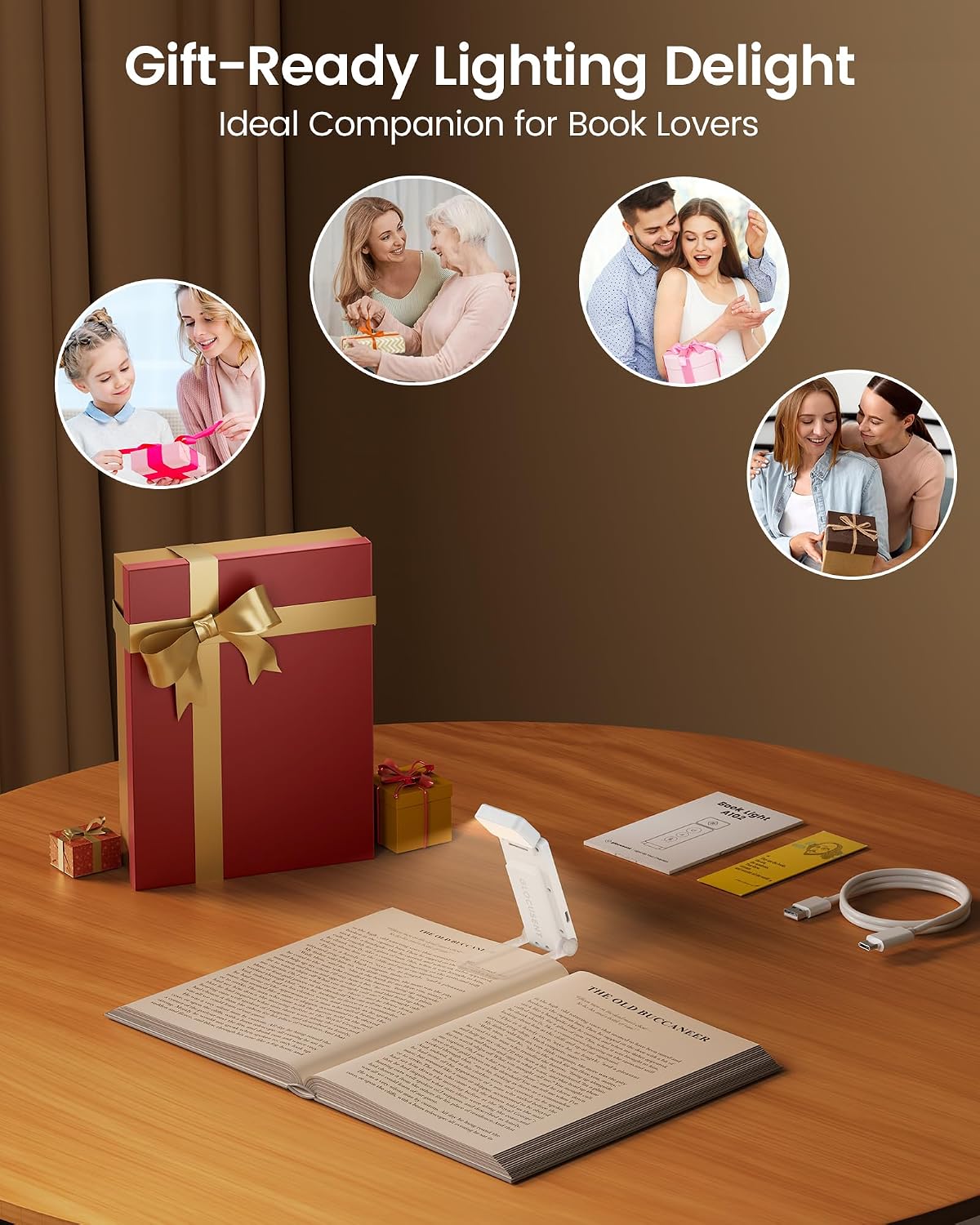 Glocusent Eye-Caring 12 LED Book Light, Compact Rechargeable Reading Light