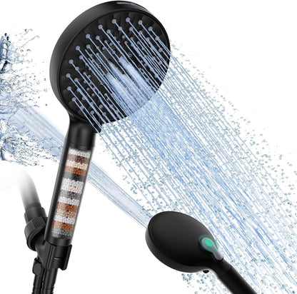SR SUN RISE Filtered Shower Head with Handheld High Pressure 9 Spray Mode Showerhead Detachable Shower Head Water Softener Filters Beads for Hard Water Remove Chlorine 1 Filter Chrome