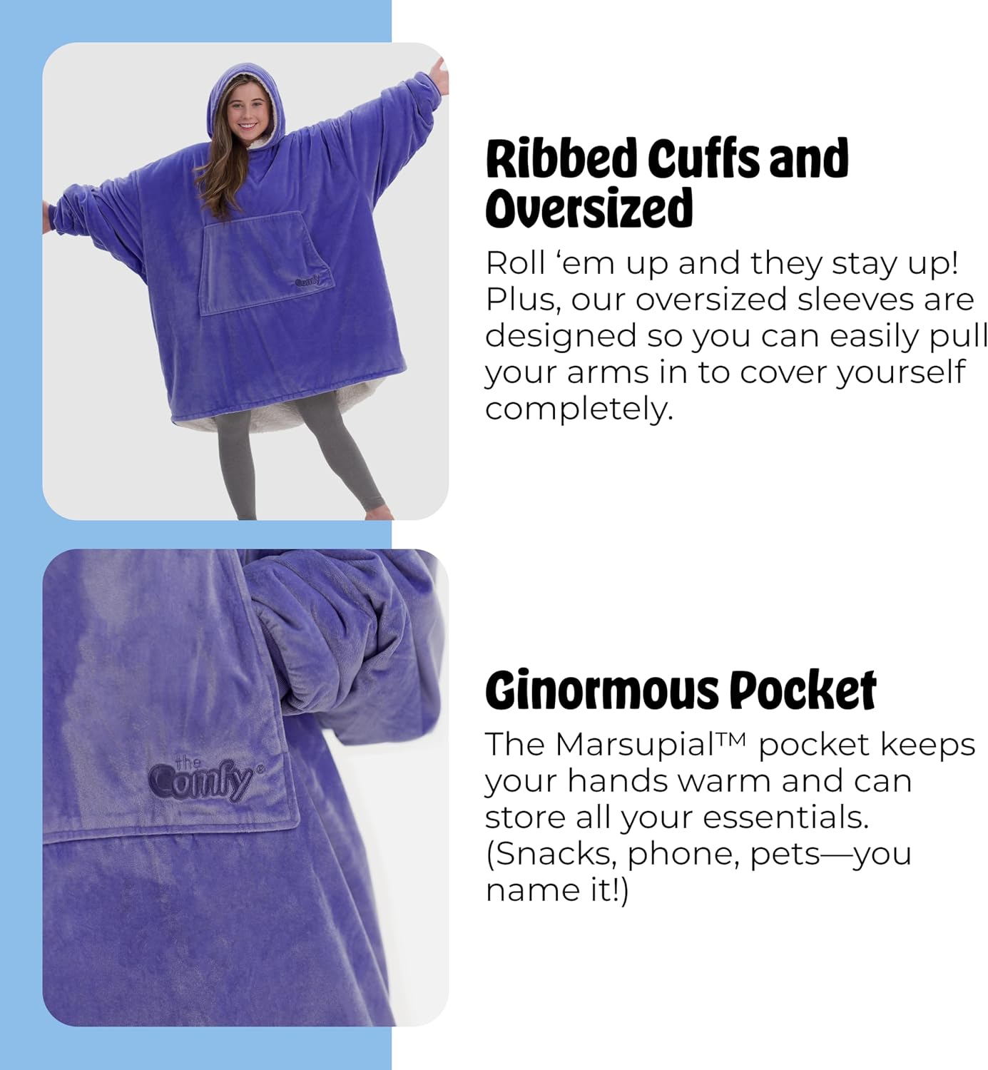 THE COMFY Original | From Shark Tank | Patented | Oversized Sherpa Wearable Blanket Hoodie| Gift for Women & Men | One Size