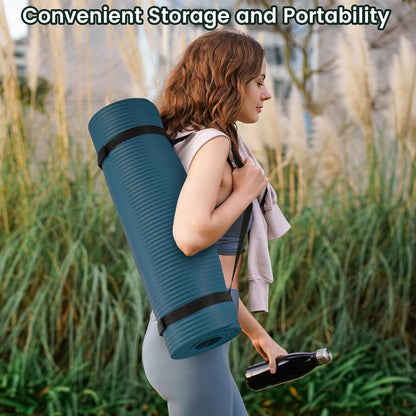Fitvids 1/2-inch Thick High Density Exercise Yoga Mat with Carrying Strap