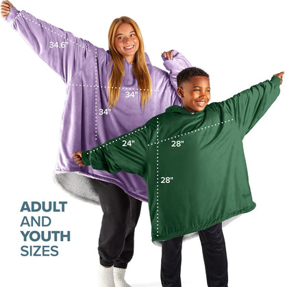 Bare Home Wearable Blanket Hoodie - Soft Plush Sherpa - Warm and Cozy - Oversized Wearable Blanket