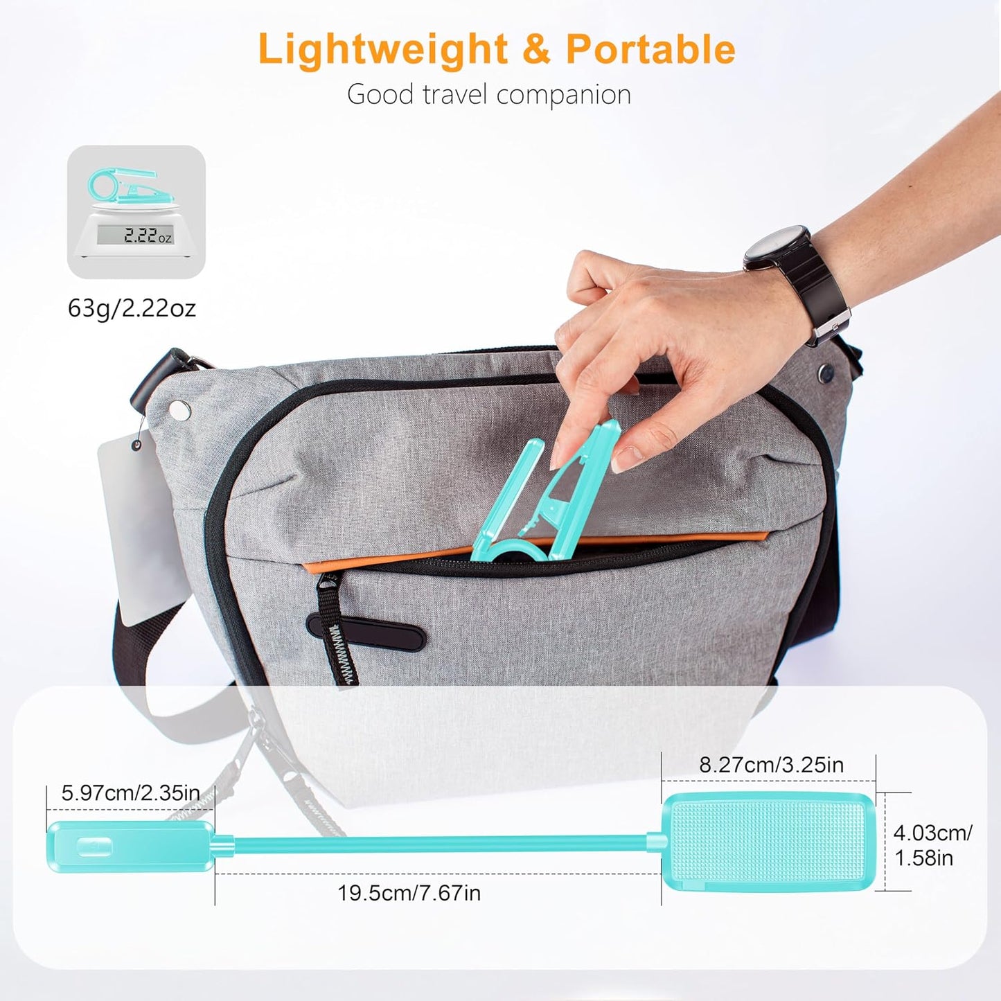 Gritin 9 LED Rechargeable Book Light for Reading in Bed | Eye Caring 3 Color Temps,Stepless Dimming Brightness,80 Hrs Runtime Small Lightweight Clip On Book Reading Light for Studying