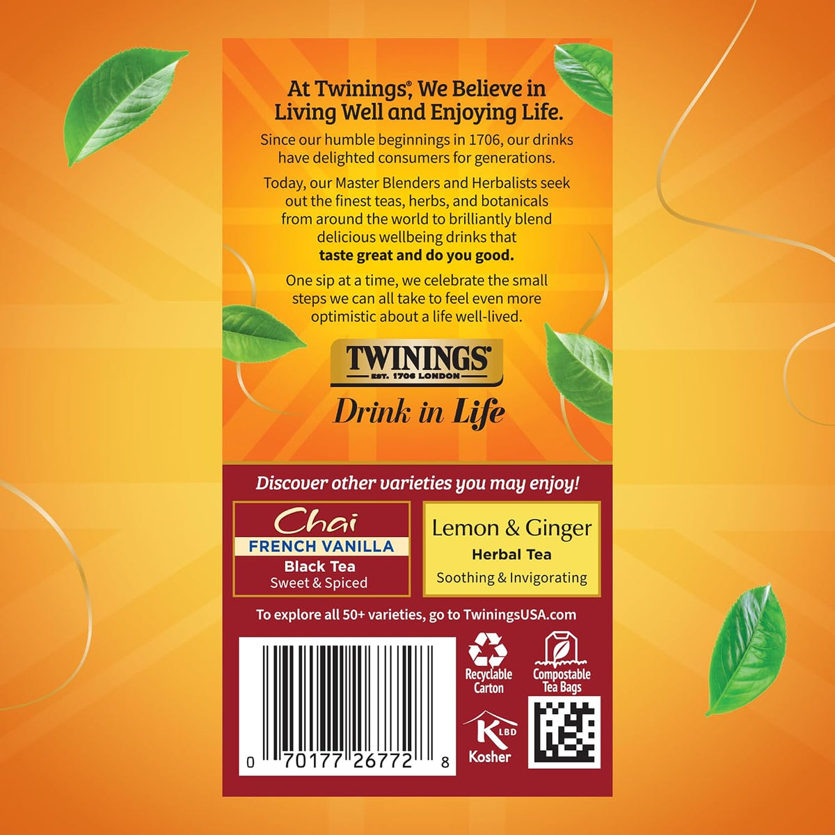 Twinings Ultra Spice Chai Individually Wrapped Bags, 20 Count (Pack of 6), Sweet, Savoury Spices, Caffeinated, Enjoy Hot or Iced, 120 Teabags