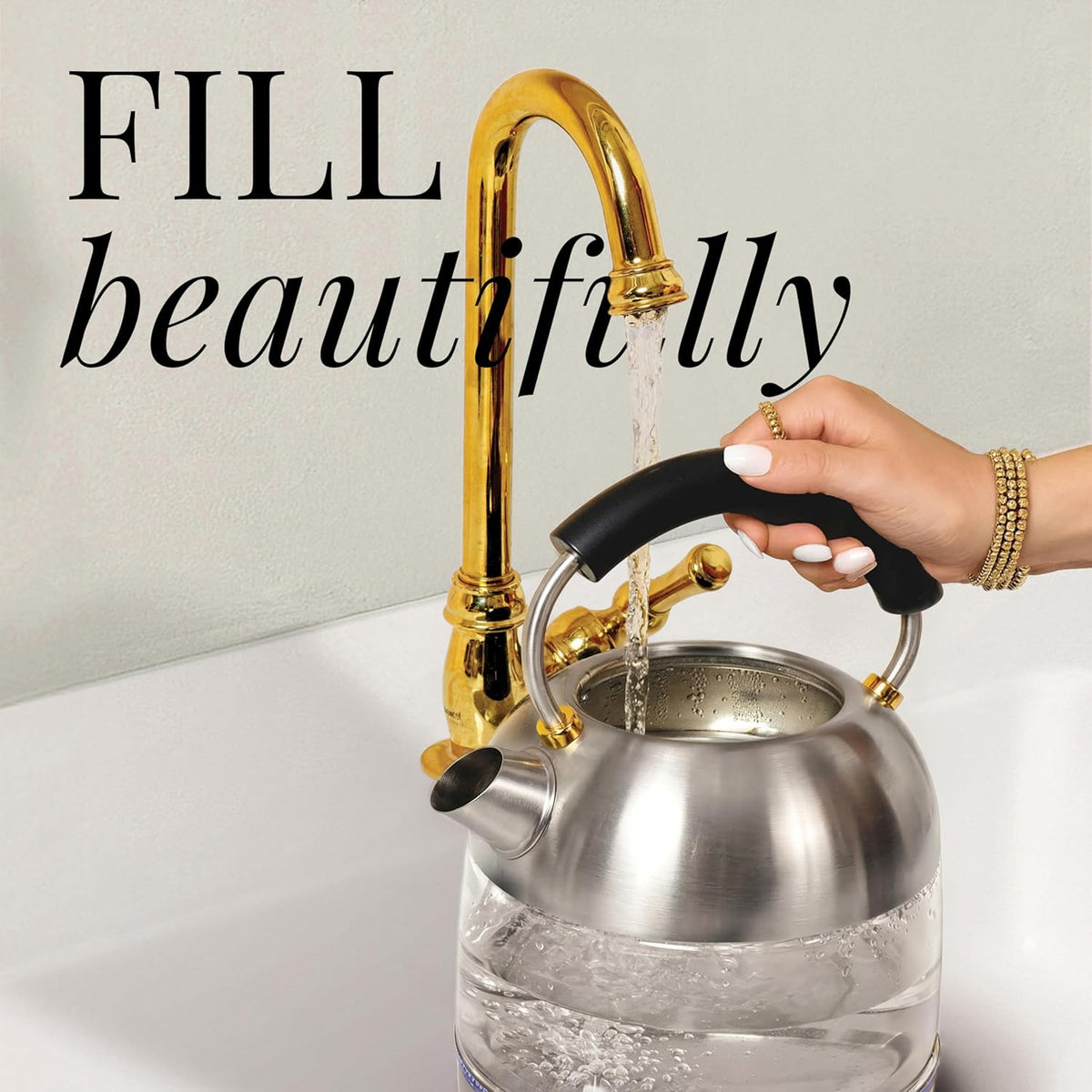 Styled Settings Stainless Steel Electric Kettle with Temperature Control