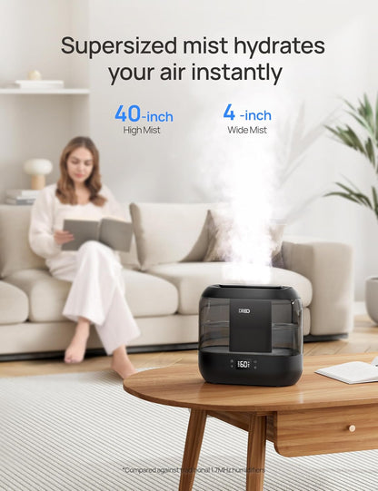 DREO 4L Smart Cool Mist Humidifiers for Bedroom HM311S Black | Top Fill, Quiet Sleep 28 dB, 36H Runtime for large room, Touch/APP/Voice Control, Nightlight, ideal for Baby, Plants, Nursery