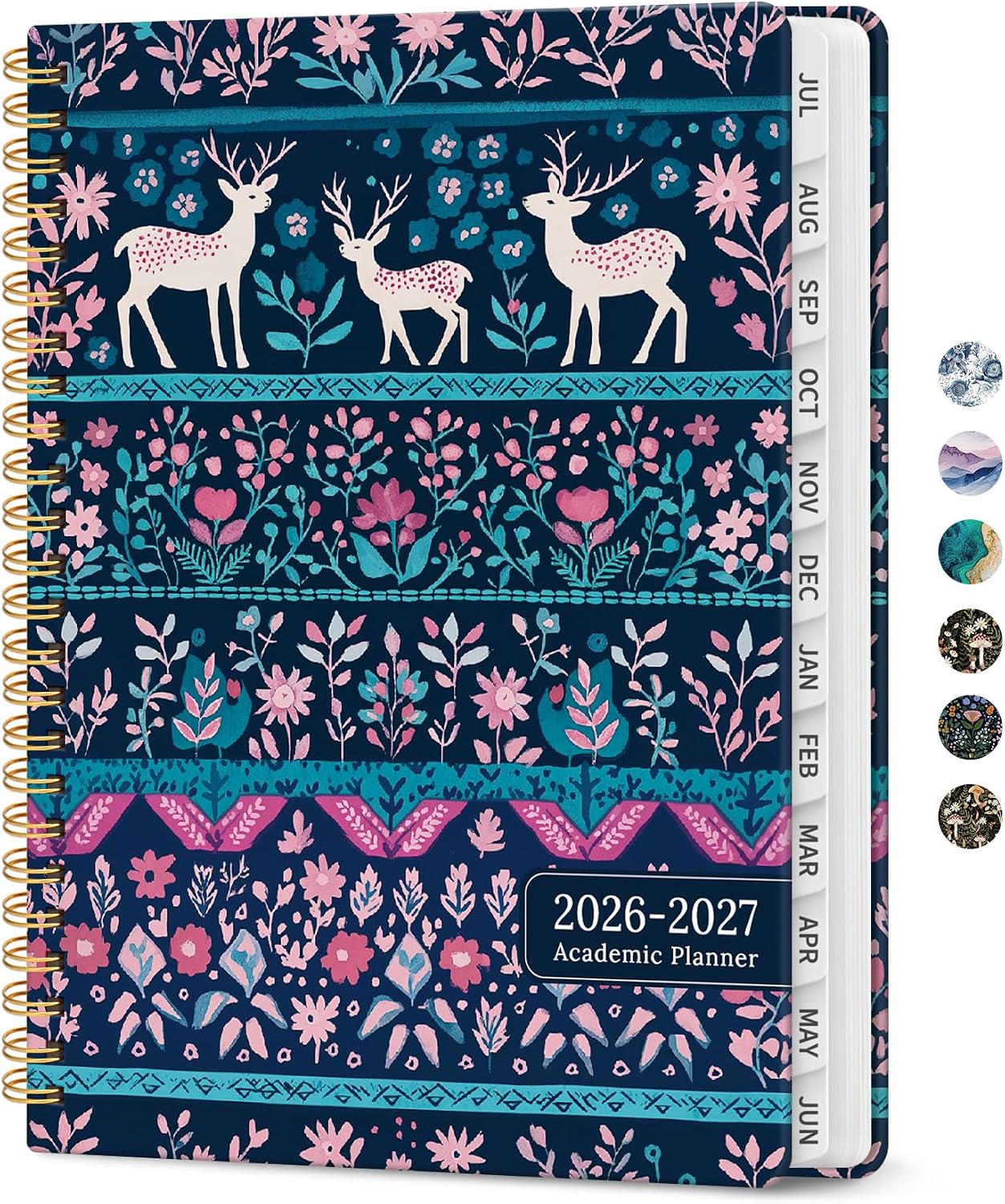 Planner 2026-2027, Academic Monthly and Weekly Calendar Planner for Women, July 2026 - June 2027, Hardcover Pretty Agenda Planner Book with Tabs, Spiral Daily Organizer for School Office Home Supplies, 6.3" x 8.5" - Blue Floral