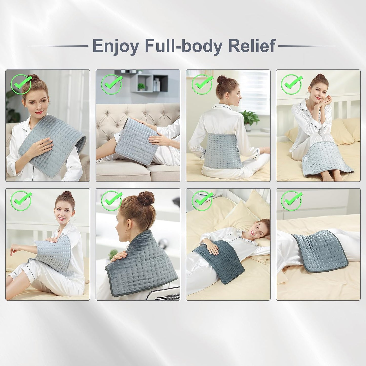 Deepsoon Heating Pad,Electric Heating Pads for Back,Neck,Moist Heating Pad for Abdomen Shoulder Knee Legs,Dry/Moist Heat&Auto Shut Off,Fathers Day Dad Gifts for Men Birthday,Light Gray,24x12 Inch