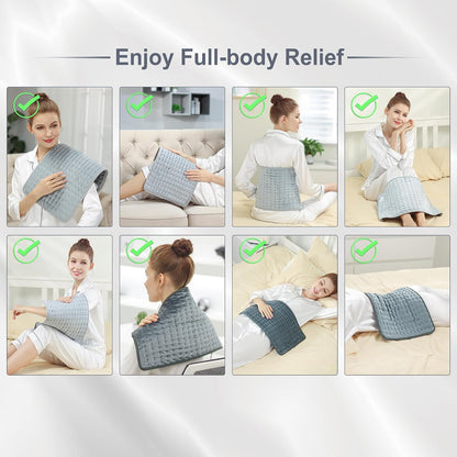 Deepsoon Heating Pad,Electric Heating Pads for Back,Neck,Moist Heating Pad for Abdomen Shoulder Knee Legs,Dry/Moist Heat&Auto Shut Off,Fathers Day Dad Gifts for Men Birthday,Light Gray,24x12 Inch