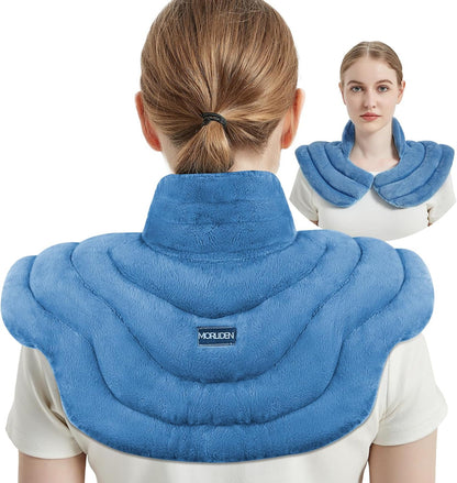 MORLIDEN Neck Heating Pad Microwavable for Shoulders, Warmer Wrap Microwave Heating Pad for Neck and Shoulders for Pain Relief (Navy Blue)