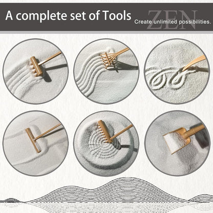 SRAYW Zen Garden Kit for Desk Decor. 11x7.5'' Beautiful Japanese Mini Zen Garden Meditation Gifts Set for Home,Office Desk＆Meditation Room.6 Tools ＆ 18 Accessories. Zen Sand Tray Therapy
