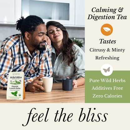 Organic Lemon Balm Tea - Caffeine Free Calming Herbal Tea - Pharmacopoeia Potency - 20 Plant Based Tea Bags