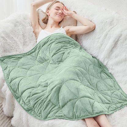 Weighted Lap Blanket 7 lbs for Adults, Luxury Soft Small Weighted Blanket, Compact Portable Weighted Lap Pad for Relaxation, Sleeping, Travel, All-Season Use, Forest Green, 40" x 52"