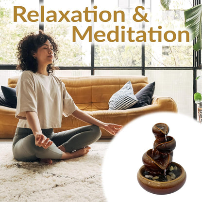 Sunnydaze Tiered Vessels Ceramic Tabletop Water Fountain - Relaxing Indoor Fountain for Office, Bedroom, or Living Room - Teal