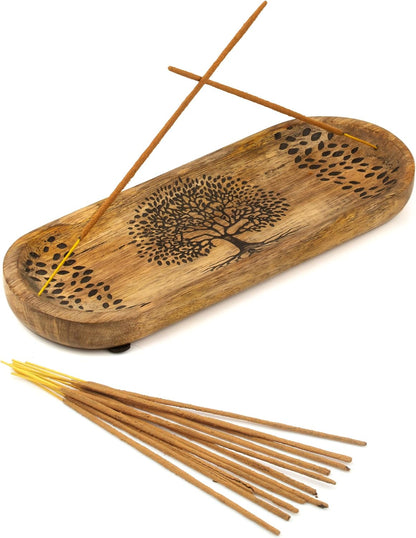 Incense Holder-Incense Burner/Ash Catcher-Handmade Wooden Insence Tray Home Decor 11x4x1.2 Inches