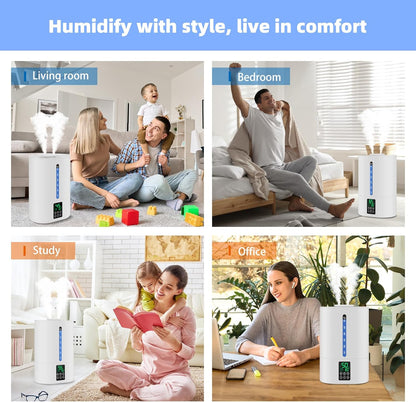 Coolfiqu 6L Humidifiers for Bedroom Large Room Home,Cool and Warm Humidifier for Baby and Plants Hot Mist Top Fill Desk Humidifiers Oil Diffuser,Quiet,Adjustable Mist,360°Nozzle-Black(2026 Upgraded)