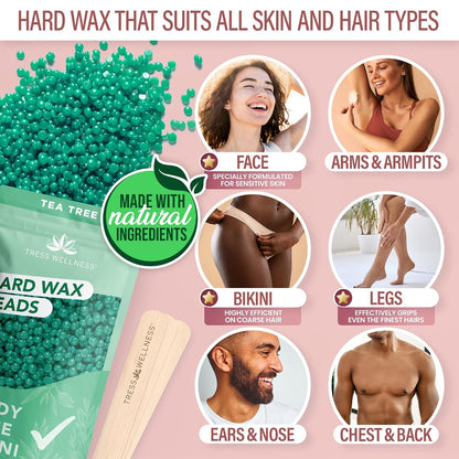 Tress Wellness Award Winning Waxing Kit for Sensitive Skin, Safe for Face & Skin, Easy to Use, At-Home Kit for Face, Bikini, Brazilian & Full Body - Digital Display, Black Purple Flower