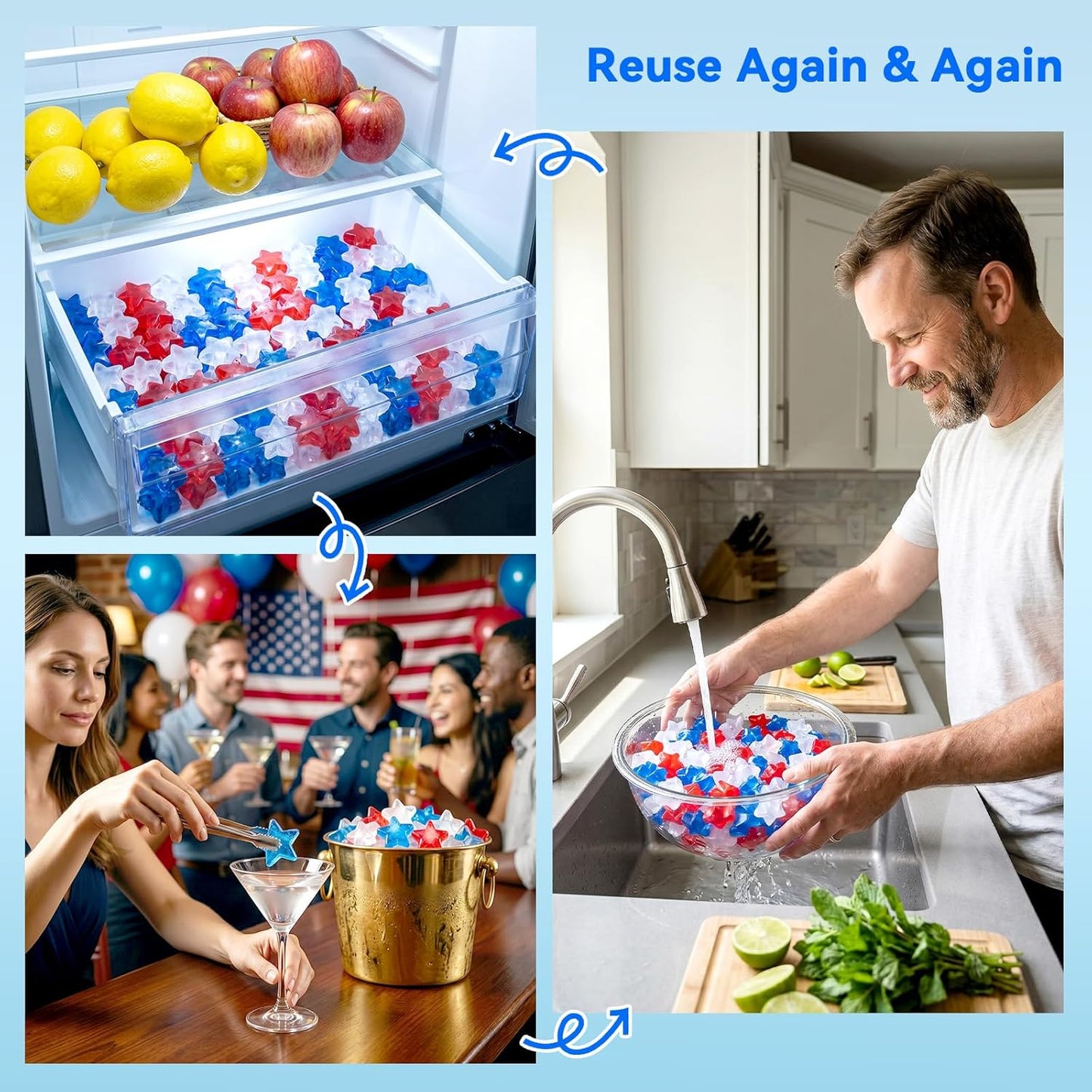 360 Pack Reusable Ice Cubes Refreezable Ice Cubes Without Diluting Reusable Ice Cubes for Drinks Large Pack Ice Cube Frozen BPA Free for Party Bars Ice Bath Camping
