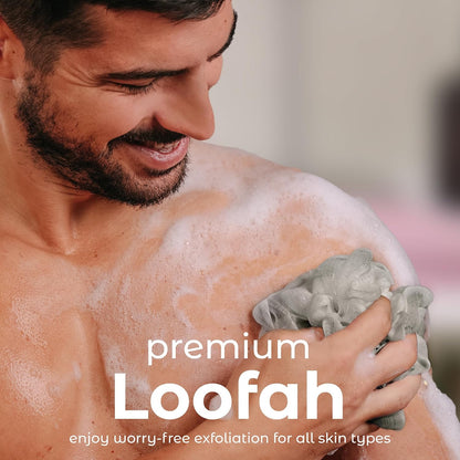 MainBasics Bath Shower Loofah Sponge Pouf Body Scrubber Exfoliator Body Wash Sponge (Set of 3, Airy Blossom)
