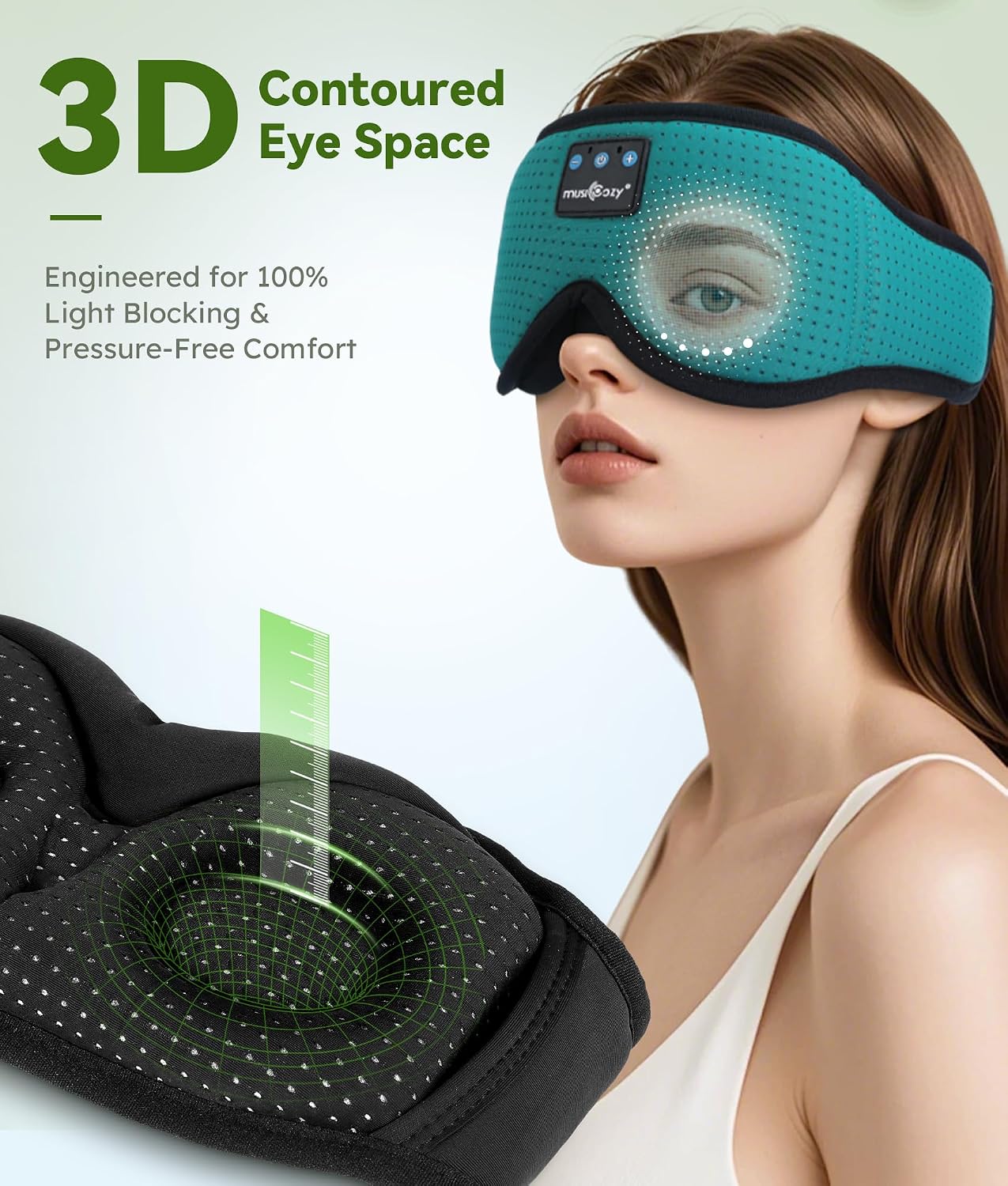 MUSICOZY Sleep Headphones, Bluetooth 5.4 Sleep Mask Headband Headphones Sleeping Eye Mask, Wireless Music Earbuds Earphones with HD Stereo Speakers for Side Sleepers, Cool Gadgets Unique Gift