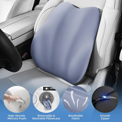 BEBAS Lumbar Support Pillow for Car, Memory Foam Back Cushion for Driving, Ergonomic Lumbar Pillow for Pain Relief, Comfort Lower Back Support for Office Chairs, Car Seat, Wheelchair -Black