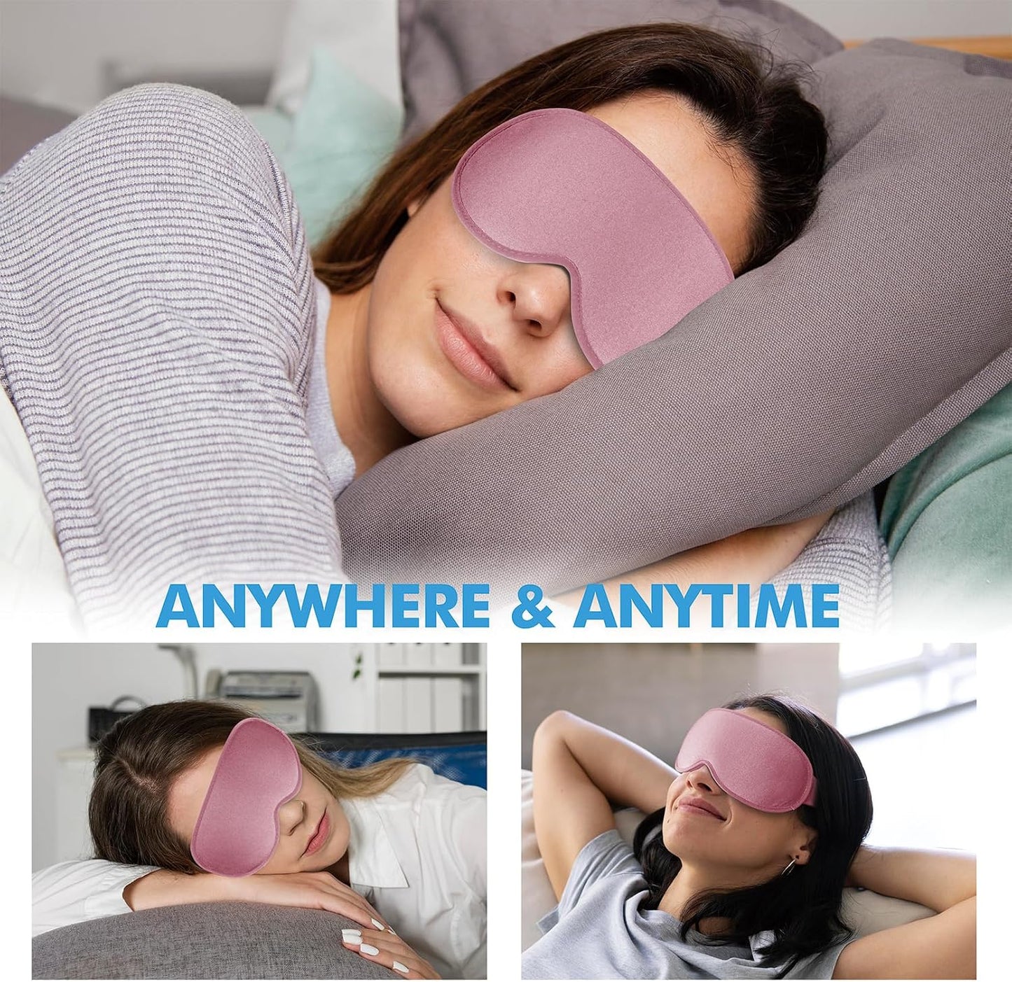 Sleep Eye Mask for Men Women, Lash Extensions 3D Sleeping Mask, Travel Blackout Night Blindfold Eye Shade Cover with Adjustable Strap (Black)