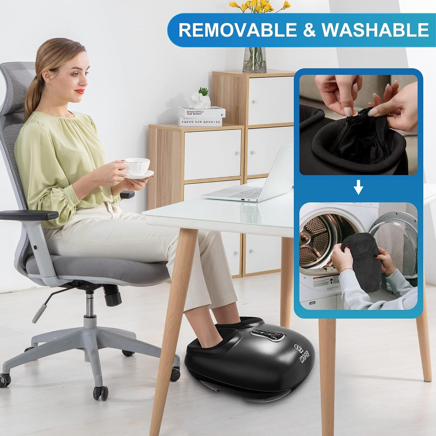 COMFIER [2026 Gift for Men,Women,Shiatsu Foot Massager with Fast Heat,Kneading Rolling Compression,Extra Vibration, FSA Eligible HSA Store, Plantar Fasciitis,Neuropathy Pain, Bigger Size 13IN