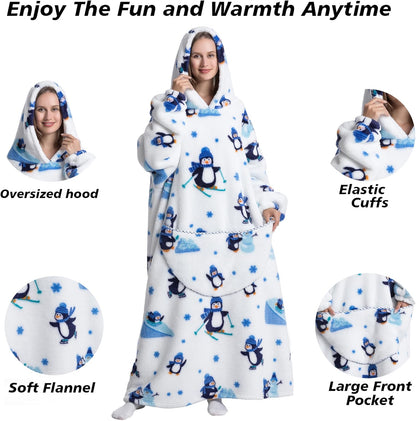 Capecage Blanket Hoodie, Long Hooded Blanket Sweatshirt as Birthday Gifts for Women Men, Long Wearable Blanket for Women Men.