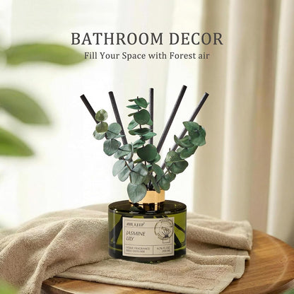Airkeep Reed Diffuser Set with 6.76 fl oz Forest Mist Scent Essential Oils and 3 Leaves & 8 Diffuser Sticks,Bathroom Shelf Decor & Air Freshener, House Bedroom Office Decor & Gifts