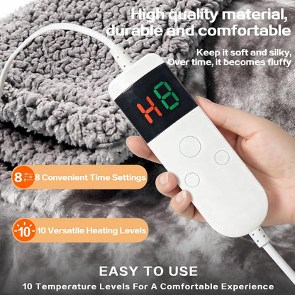 Heated Electric Blanket Throw 50''x60'' - Fast Tie-Dye Heating Blanket, Washable Heat Blanket 10 Heating Settings, 8h Timer Auto Off & Heated Protection, Soft Flannel & Sherpa Material