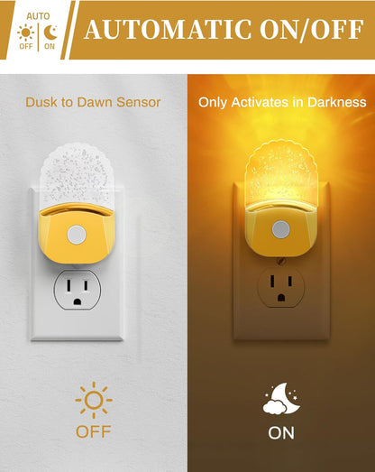 DORESshop Night Lights Plug Into Wall [2 Pack], Amber Warm Night Light, 1800K, Dusk to Dawn Sensor, Adjustable Brightness LED Night Light for Bathroom, Hallway, Stairway