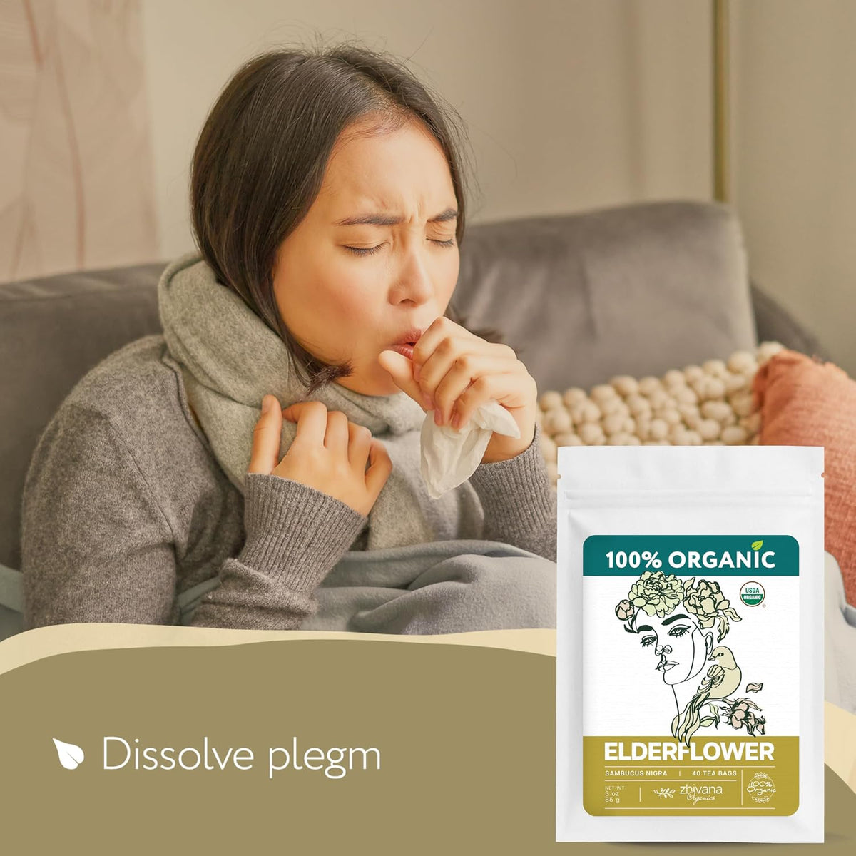 Organic Elderflower Tea (40 Bleach-Free & Microplastic-Free TeaBags) - Elder Flowers