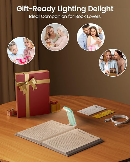 Glocusent Eye-Caring 12 LED Book Light, Compact Rechargeable Reading Light