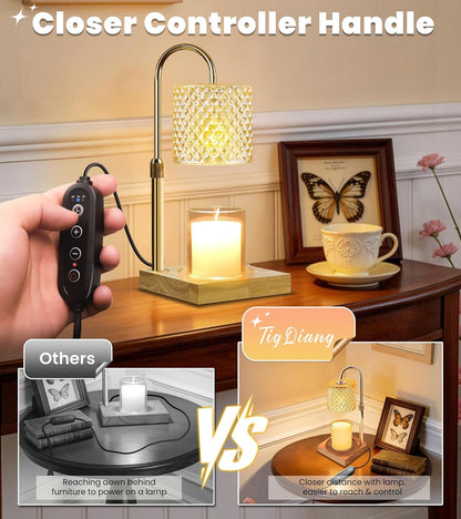 TigQiang Candle Warmer Lamp with Timer Dimmer, Birthday Gifts for Women Mom, House Warming Gifts, Elegant New Home Decor, Wax Warmer for Jar Candles, Heater Lamp for Scented Wax, Amber Glass