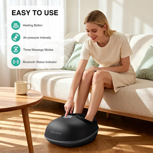 Medcursor Foot Massager with Heat - 2026 Upgraded Shiatsu Deep Kneading Machine, Multi Air Compression Intensity, Smart APP Mobile Remote Control, Feet Massage for Mom Women