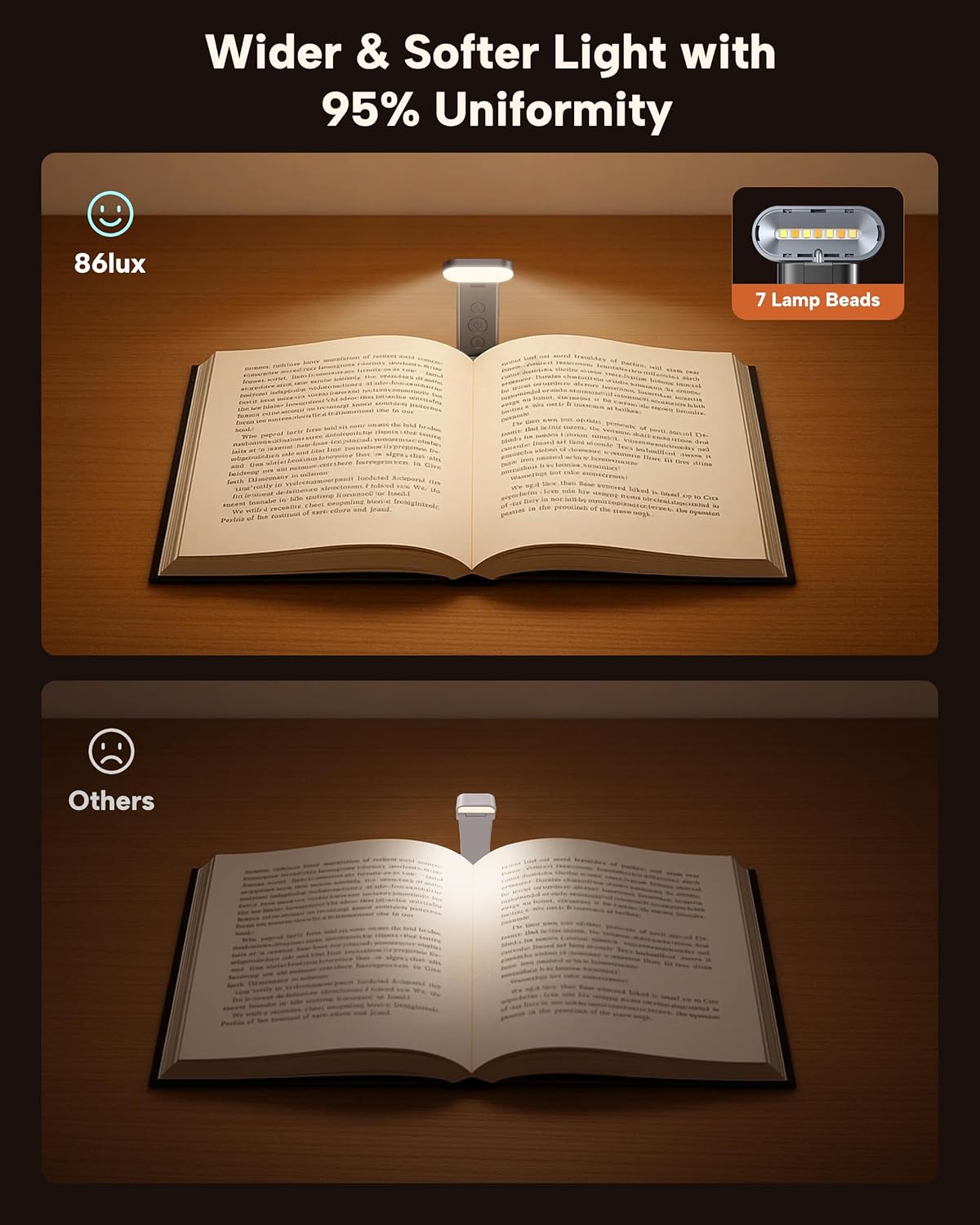 86lux Book Light, Reading Light for Book in Bed, USB Rechargeable LED Night Light with 3 Colors & Stepless Dimming, Aluminum Alloy Bookmark Light for Book Lovers, Aqua